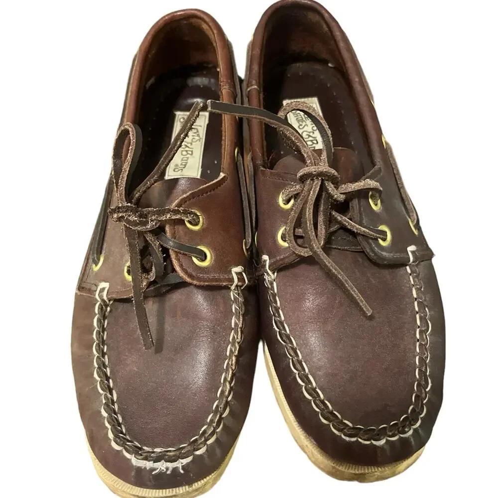 Vtg Levi’s Brown Leather Deck Loafer Slip On Preppy Old Money Boat Shoe Mens 8